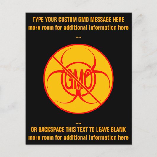 遺伝子組み換え食品禁止のチラシ バイオハザード オーダーメイドの遺伝子組み換え食品禁止チラシ チラシ (正面)