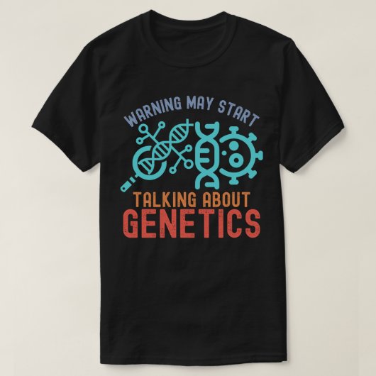 遺伝学について語り出す警告 Tシャツ (デザイン正面)