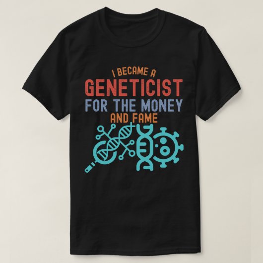 遺伝学、主要な遺伝学者 Tシャツ (デザイン正面)