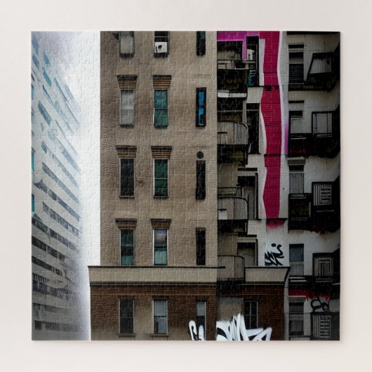 遺棄された都市建物とグラフィティ ジグソーパズル (縦)