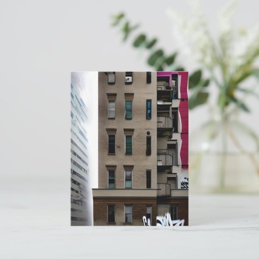 遺棄された都市建物とグラフィティ ポストカード (スタンド正面)