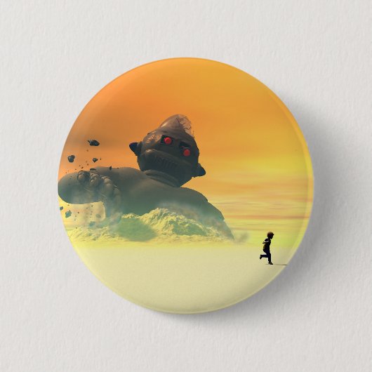 遺棄ロボット再生ボタン 缶バッジ (正面)