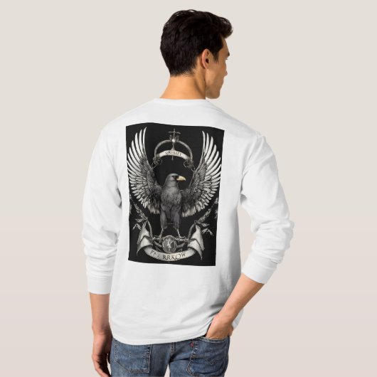 遺産の翼:黒い威厳のあるカラスの家族Cr Tシャツ (裏面フル)