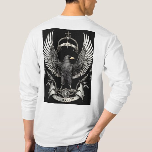 遺産の翼:黒い威厳のあるカラスの家族Cr Tシャツ (裏面)