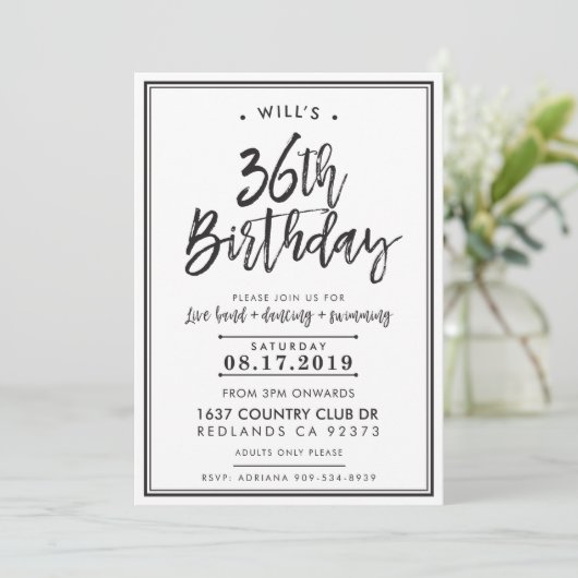 遺言カスタムのモダン誕生日パーティーのご注文 招待状 (スタンド正面)