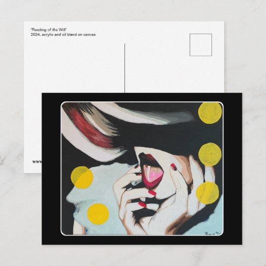 「遺言書の朗読」絵画が描かれた ポストカード (正面/裏面)