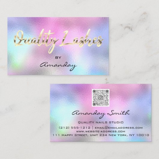 遺跡拡張QRコードロゴホログラフピンク 名刺 (正面/裏面)