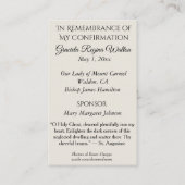 遺跡記念サクラメント確認カード 名刺 (裏面)