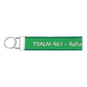 避難強度 | Psalm 46:1緑のパーソナライズ可能 リストバンドキーホルダー (鍵左)