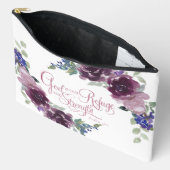 避難所と強さの紫のフローラ アクセサリーポーチ (見開き)