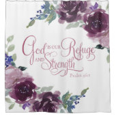 避難所と強さの紫のフローラ シャワーカーテン (正面)