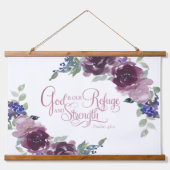 避難所と強さの紫のフローラ 吊り下げ型タペストリー (正面)