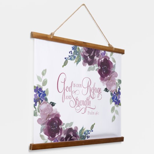避難所と強さの紫のフローラ 吊り下げ型タペストリー (傾斜あり)