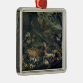 避難所(キャンバスの油)に入っている動物 メタルオーナメント (右)