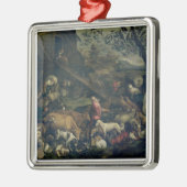 避難所(キャンバスの油)に入っている動物 メタルオーナメント (左)