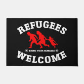 避難者の歓迎はあなたの家族を持って来ます ドアマット (正面)
