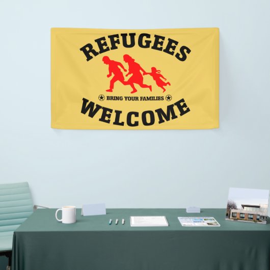 避難者の歓迎はあなたの家族を持って来ます 横断幕 (トレードショー)