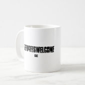 避難者はマグを歓迎します コーヒーマグカップ (正面左)