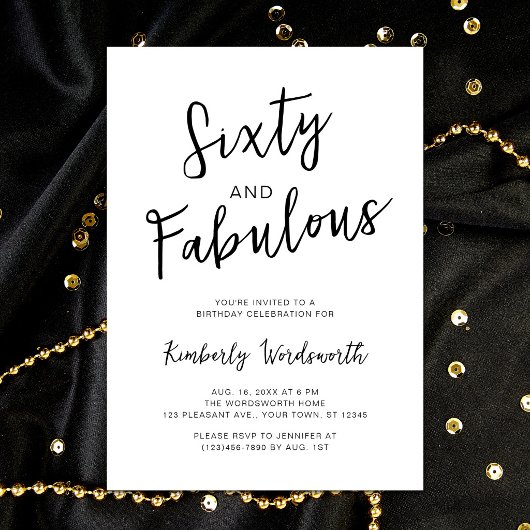 還暦おめでとうございます Sixty and Fabulous 60歳の誕生日パーティー 招待状