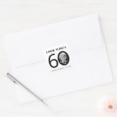 還暦おめでとう モノクロ子供写真 60歳の誕生日 スクエアシール (封筒)