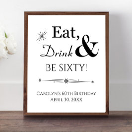 還暦の誕生日おめでとう Eat Drink and Be Sixty 60歳 ポスター