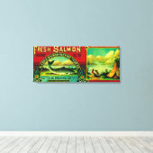 那覇湾サーモン缶ラベル那覇湾, AK キャンバスプリント (インサイチュ (ウッドフロア))