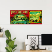 那覇湾サーモン缶ラベル那覇湾， AK ポスター (ホームオフィス)