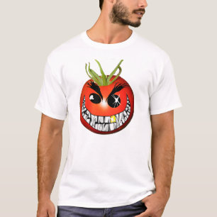 邪悪で赤い笑ったトマト Tシャツ