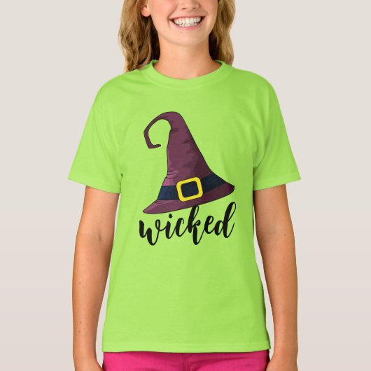 邪悪なおもしろいウィッチハットハロウィンパーソナライズされた Tシャツ (正面)