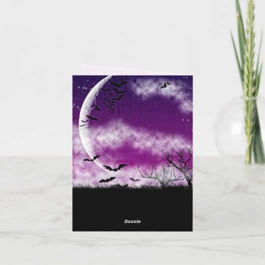 邪悪なおもしろいハロウィンラブムーン結婚ズの折り畳み 招待状 (裏面)