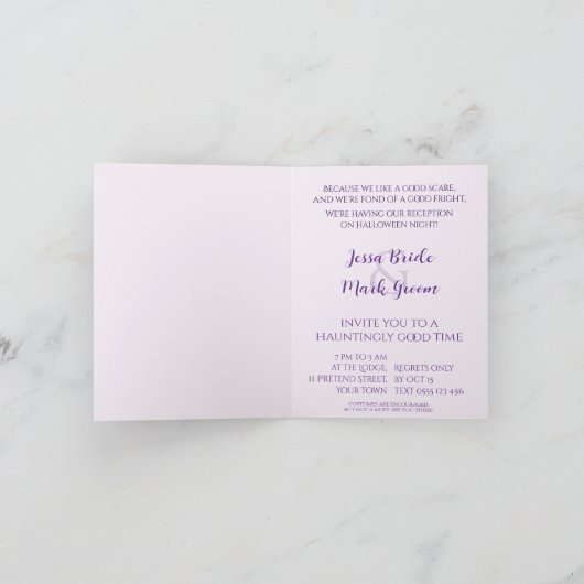 邪悪なおもしろいハロウィンラブムーン結婚ズの折り畳み 招待状 (内部)