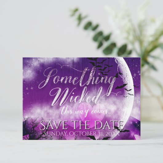 邪悪なおもしろいハロウィーンラブムーン日付写真を保存 セーブザデート (スタンド正面)