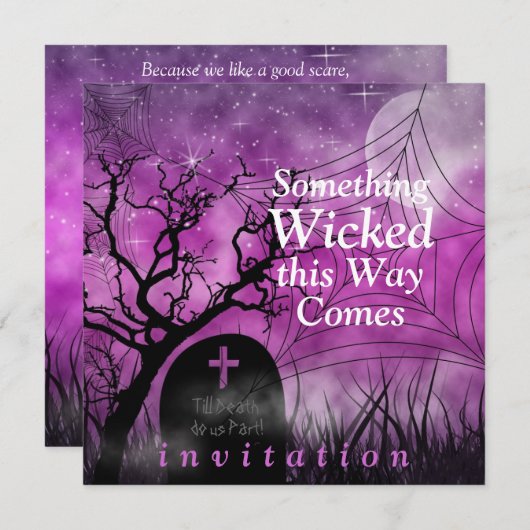 邪悪なおもしろいハロウィーン結婚式招待状 招待状 (正面/裏面)