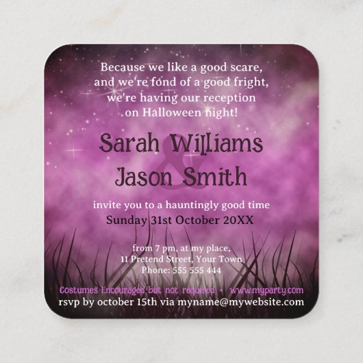 邪悪なおもしろい結婚ハロウィーンのミニカード スクエア名刺 (裏面)