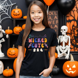 邪悪なかわいいハロウィーン幽霊キッズ Tシャツ
