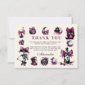 邪悪なかわいい&ターニングワンガールハロウィーン誕生日 サンキューカード (正面)