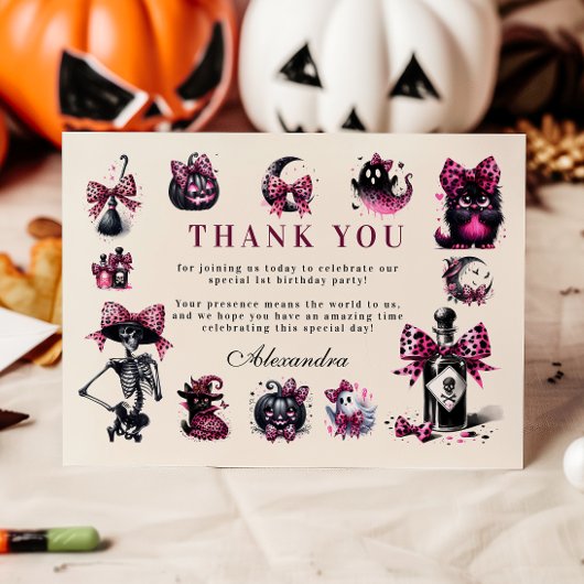 邪悪なかわいい&ターニングワンガールハロウィーン誕生日 サンキューカード