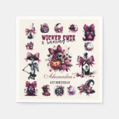 邪悪なかわいい&ターニングワンガールハロウィーン誕生日 スタンダードカクテルナプキン (正面)