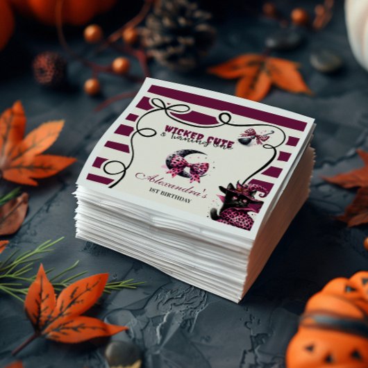 邪悪なかわいい&ターニングワンガールハロウィーン1誕生 スタンダードカクテルナプキン