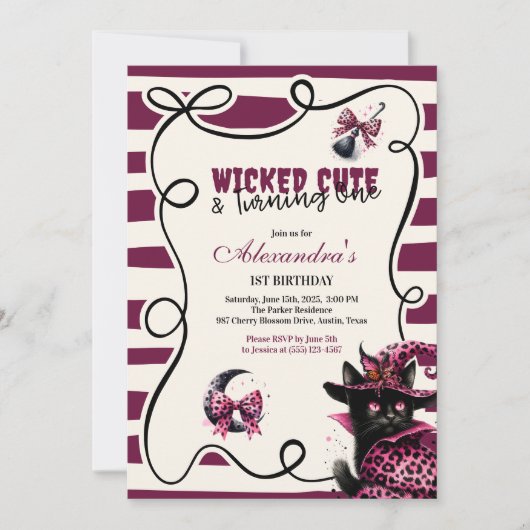 邪悪なかわいい&ターニングワンガールハロウィーン1誕生 招待状 (正面)