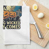 邪悪なものがやってくる魔女のハロウィンカボチャ キッチンタオル (四つ折り)