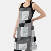 邪悪なアイブラック、ホワイト、グレーのグラフィックデザイン エプロン (インサイチュ)
