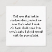 邪悪なアイブルーナザール保護カードに沿ってパス コーリングカード (裏面)