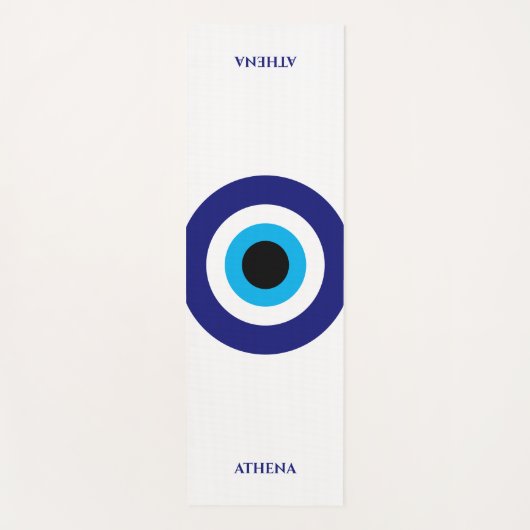 邪悪なアイブルーマティ幸運のシンボルパーソナライズされた ヨガマット (正面)