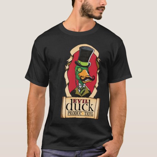 邪悪なアヒル(イラストラティブロゴ)の暗いティー Tシャツ (正面)