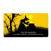 邪悪なウィッチシルエットハロウィーン差出人住所 ラベル (正面)