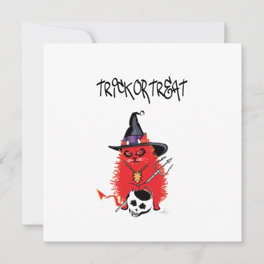 邪悪なキティ デビル キャット トリック オア トリート 招待状 (正面)