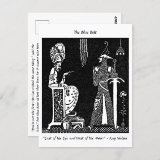 邪悪なキングと勇敢な騎士の童話のスケッチ ポストカード