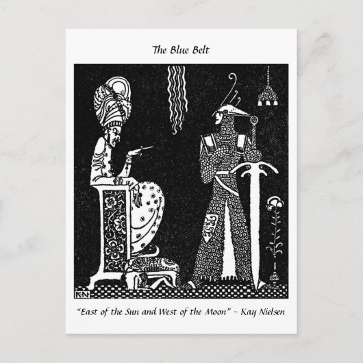 邪悪なキングと勇敢な騎士の童話のスケッチ ポストカード (正面)