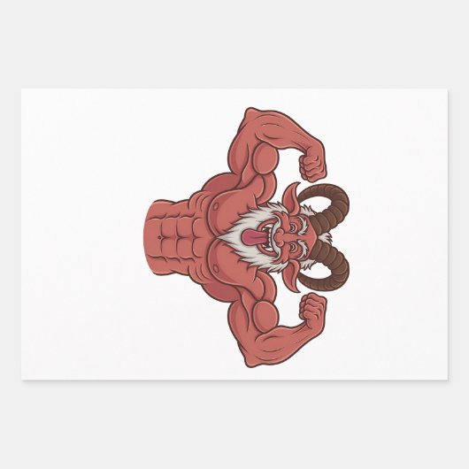 邪悪なクランパスクリスマスフレキシングマッスルフィットネス ラッピングペーパーシート (正面)